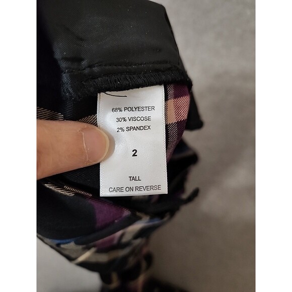 7th Avenue New York & Co Bootcut Dress Pants Womens 2 Tall Black Plaid Stretch - Picture 7 of 8